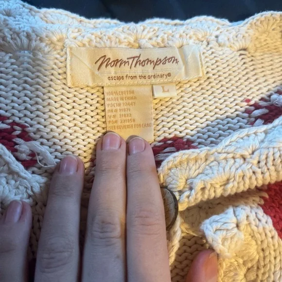 Vintage Norm Thompson Knit Heart Pattern Sweater - Picture 5 of 5